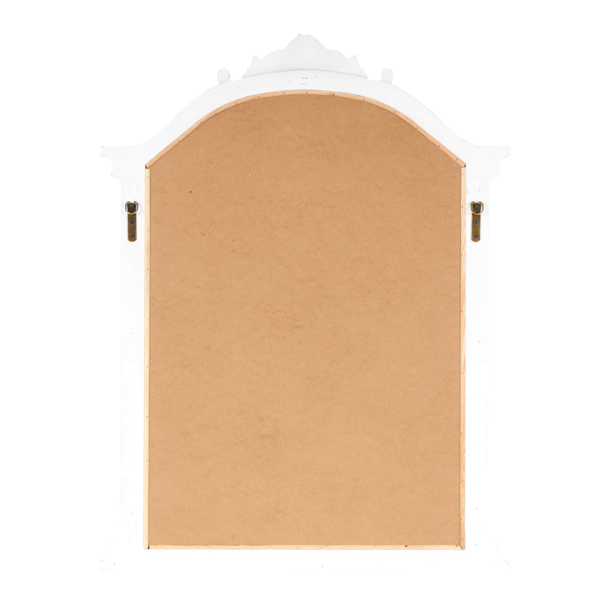 Cream Wooden Arched Scroll Room Wall Mirror with Brown Distressing